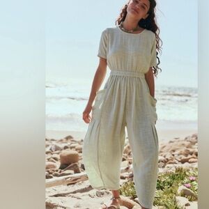 Free People Happy To Be Here Jumpsuit in Soft Aloe